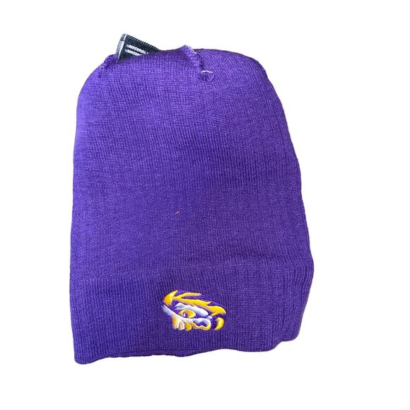 Louisiana State University LSU Tigers Pom Pom Beanie Grey Purple Gold Hat - Picture 5 of 7